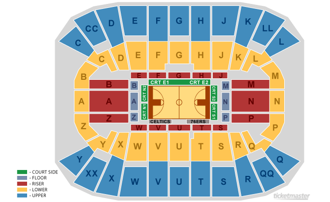 nba preseason 76ers vs celtics mullins center 76ers tickets seating chart